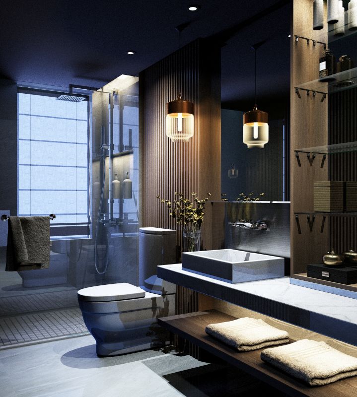 Luxury Bathroom with Ambient Lighting